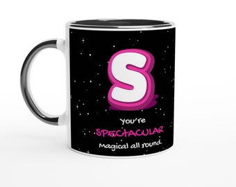 Personalisierte Tasse mit Anfangsbuchstaben | Tasse mit positiver Affirmation | Buchstabentasse | Geschenk mit positiver Affirmation | Einhorn-Kaffeetasse | Tasse mit Anfangsbuchstaben von A bis Z