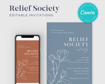 EDITABLE Relief Society Invitations