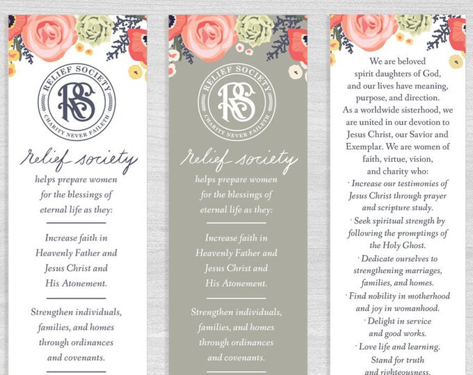Relief Society Bookmarks Declaration and Purpose of Relief - Etsy
