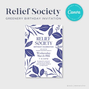 Relief Society Greenery Invitation | Birthday Invitation | Relief Society Activity
