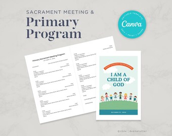 Abendmahls- und Primärprogramm | Pack #2 |Bearbeitbare Canva Vorlage | LDS Grundschule 2024 | LDS Primäre Programm Vorlage | Sofort Download