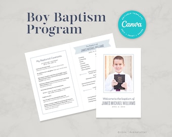 LDS Baptism Program l Boy l LDS Primary 2024 l Editable Baptism Program Canva Template