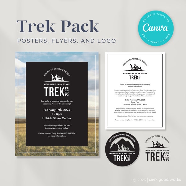 Pioneer Trek Pack Logo, Journal,  Poster, Shirt, Sticker for Stake and Ward