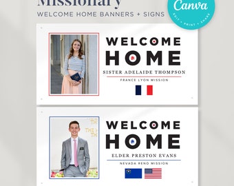 Editable Missionary Welcome Home Banner with Photo | Welcome Home Sign | Airport Posters l Any Country