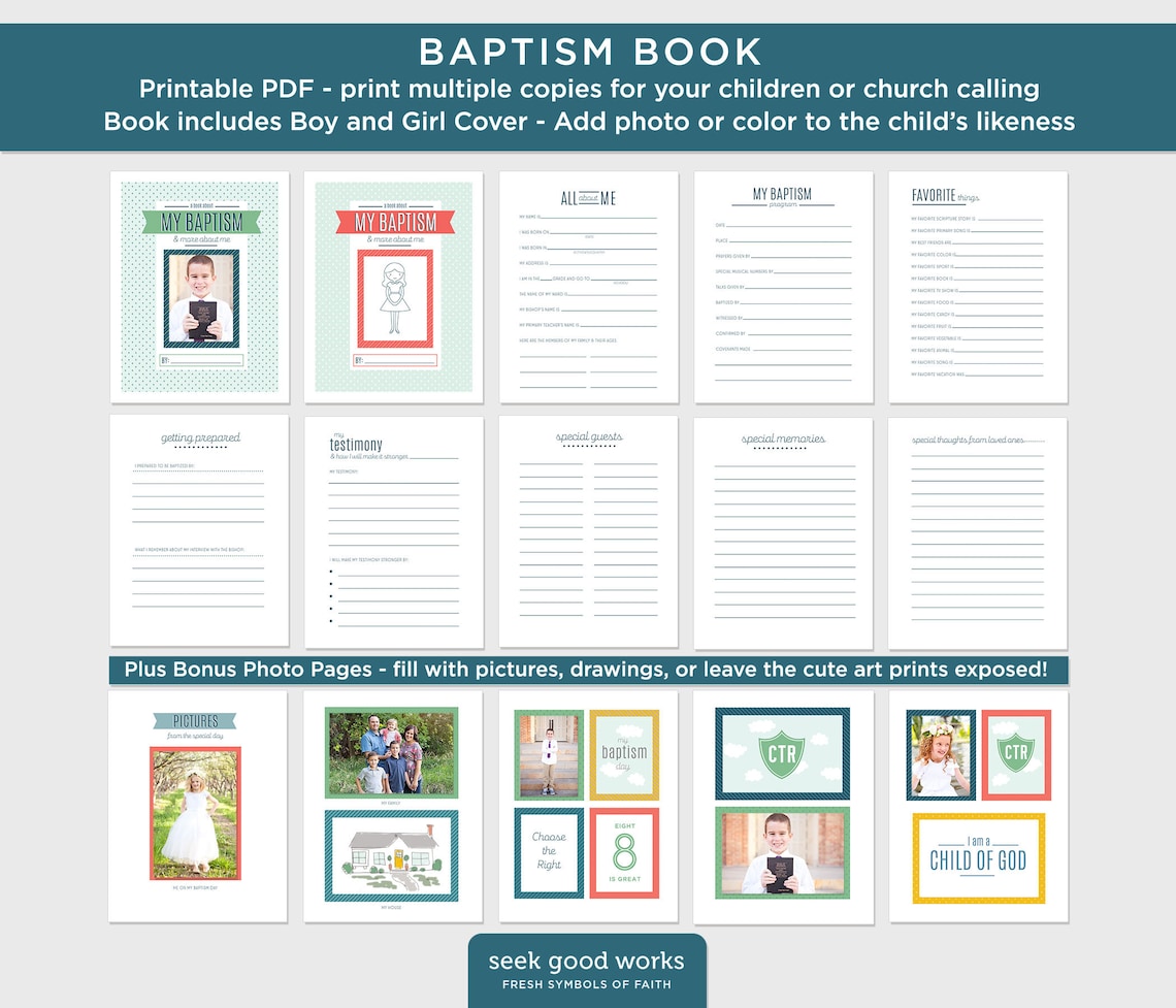 LDS Baptism Keepsake Printable Book Etsy