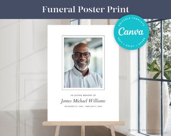 Editable Funeral Poster Template | Celebration of Life | In Memory Of | Memorial Service | Welcome Sign