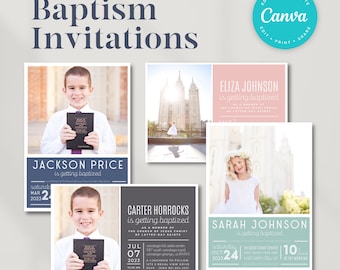 Editable Baptism Invitation, Custom Baptism Invitation, Photo Baptism Invitation