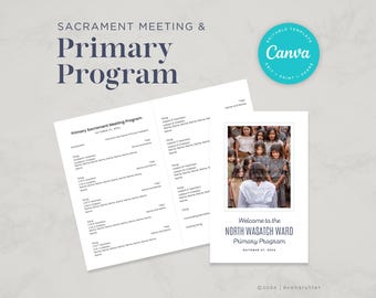 Abendmahls- und Primärprogramm | Pack #1 | Bearbeitbare Canva Vorlage | LDS Grundschule 2024 | LDS Primäre Programm Vorlage | Sofort Download