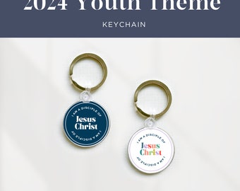 Chaveiro com tema juvenil LDS 2024 "Eu sou um discípulo de Jesus Cristo" para jovens, missionários, crianças da primária, presente dos santos dos últimos dias
