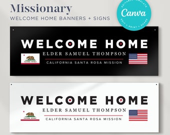 Editable Missionary Welcome Home Banner with Flags | Welcome Home Sign | Airport Posters l Any Country