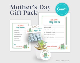 Kit de Presente para o Dia das Mães | Primária SUD 2025 | Presente da Primária SUD | Arquivo para Imprimir "Tudo Sobre Minha Mãe" | Etiqueta de Presente para o Dia das Mães