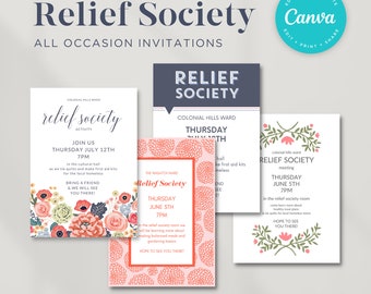 Relief Society Invitations | Pack #1 | Handouts | Announcement | Relief Society Activity | Relief Society Meeting