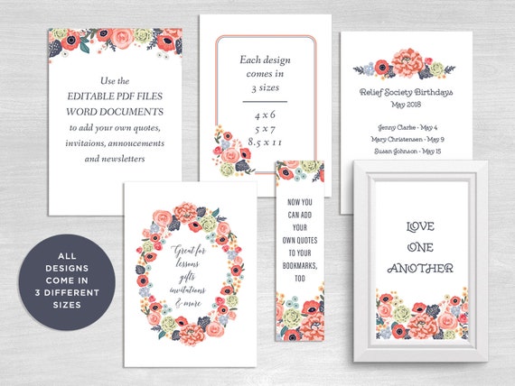 Relief Society Handouts | Invitations | Newsletter | Young Women Handouts | Invitations | LDS Ministering Handouts | Printable Bookmarks