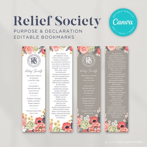 Relief Society Bookmarks - Declaration and Purpose of Relief Society