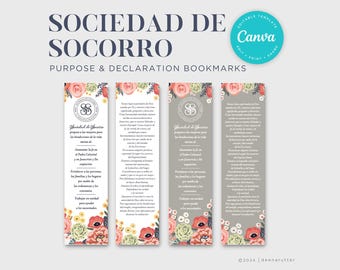 Marcadores da Sociedade de Socorro Espanhola | Propósito da Sociedade de Socorro | Imprimível da Sociedade de Socorro | Propósito e Declaração