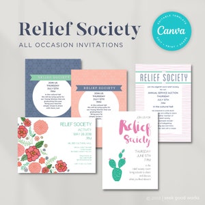 Relief Society Invitations Pack #2 | Handouts | Announcement | Relief Society Activity | Relief Society Meeting