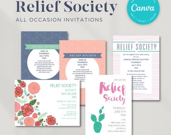 Relief Society Invitations Pack #2 | Handouts | Announcement | Relief Society Activity | Relief Society Meeting