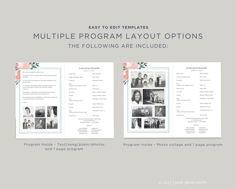 Editable Funeral Program Template Foldable Memorial Program - Etsy