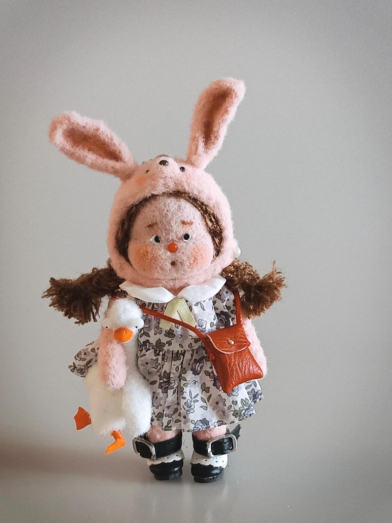 Bunny Handmade Wool Felt Doll – Bobo Bunny Costumes, Needle Felted Art ...