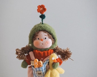 Flower Blythe Doll OB11 - Handgefertigte Puppe nach Maß mit Kopf, Mütze, Outfit & Accessoires | OOAK Kunstpuppe Geschenk