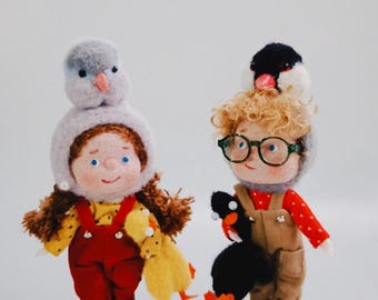 Handgemachte Wolle Puppe - Bobo & Toto Pinguin Kostüme, Nadel gefilzte Kunst Puppen