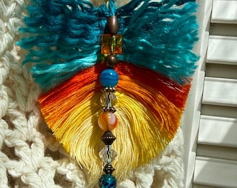 Crochet Market Bag Summer Citrus with Purse Charm