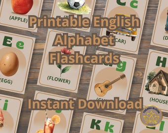 Tarjetas imprimibles del alfabeto para niños, aprendizaje Montessori (descarga digital)