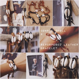 SLB-01, cowrie shell and genuine leather bracelet image 10