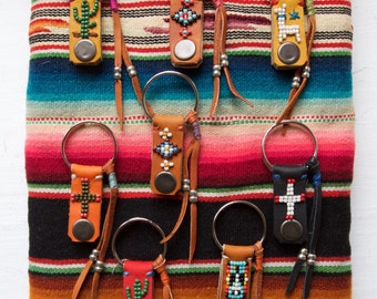 EH-01, one of a kind handmade beaded leather earholder