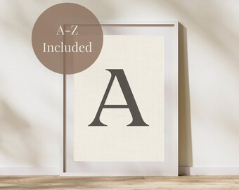 Neutral Alphabet Wall Art Set – A–Z Uppercase Nursery Letters (Oat Beige)