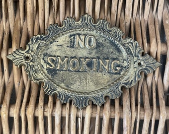 Vintage NO SMOKING Brass Sign