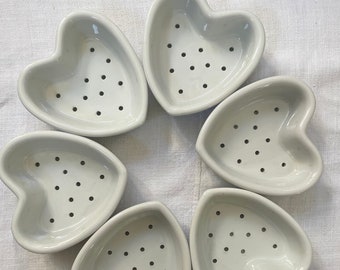 Vintage Ceramic Heart Cheese Mold Strainer for Your Soap or Brushes