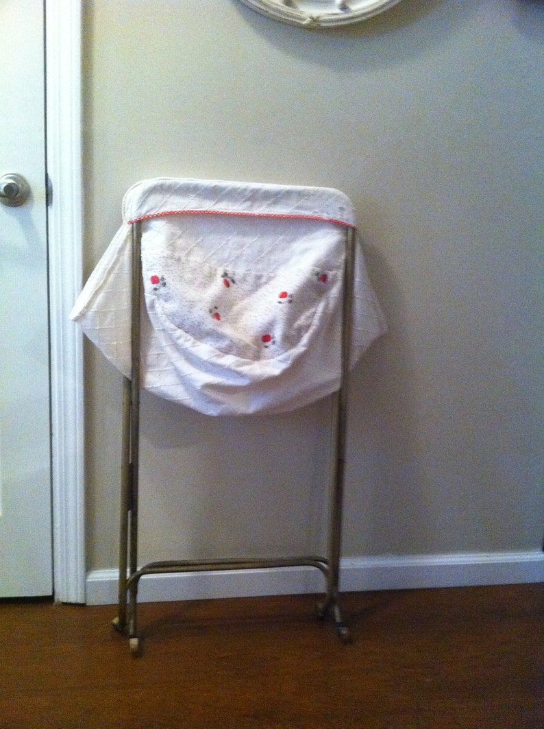 Antique Vintage Fold Up Laundry Cart with Wooden Wheels Etsy