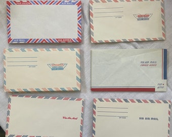 Vintage Lot of Blue and Red Envelopes- Air Mail