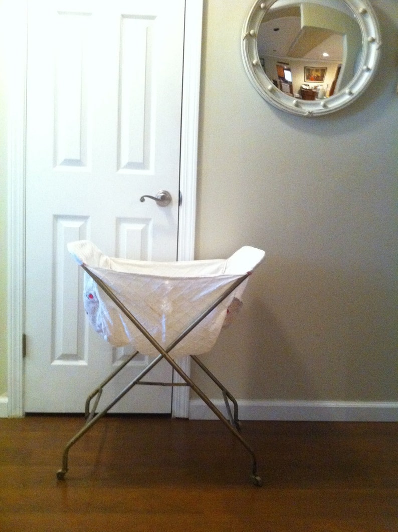 Antique Vintage Fold Up Laundry Cart with Wooden Wheels Etsy
