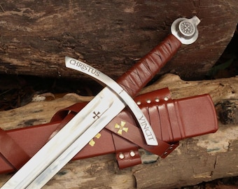 Handmade Faith keeper Knights Templar Sword Replica: High Carbon Steel, Leather Grip