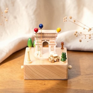 Houten muziekdoos Arc de Triomphe - Reissouvenir Parijs