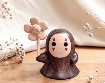 Handmade Faceless Man Wooden Figurine: Minimalist Desk Decor