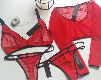 red snake sheer mesh cross back bralette for women