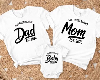Custom Mom Dad Baby Shirt | Family Matching Names Shirt | Personalized Mama Papa Family Tee | Baby Shower Gift | Shirt for New Mom & Dad