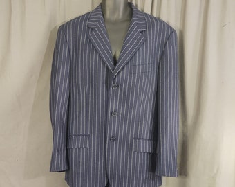 Vintage Cheap and Chic by Moschino wool navy chalk strip suit from the 1990s