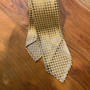 1960s Vintage Silk Tie Gold Jacquard weave by Scott & Scott Loomed in Italy Untipped, 52 inches long Great condition image 2