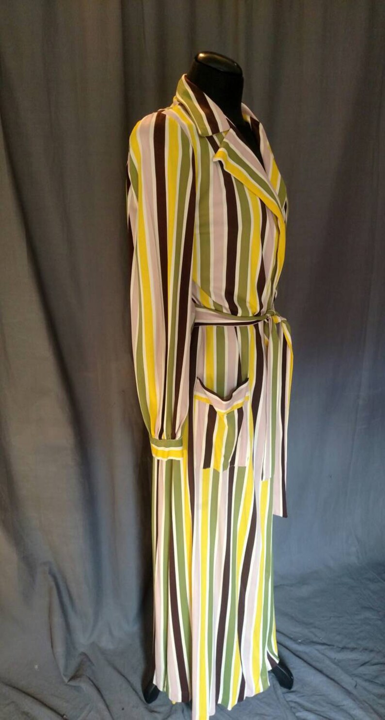 Vintage 1940s Multicolor Stripped Robe Bloomingdales Mauve, Yellow
