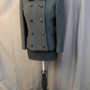 1950s Vintage Wool Ben Zuckerman New York Coat for B. Altman 50s Double Breasted Cropped Peacoat in Gray wool Size 6 Women's image 10