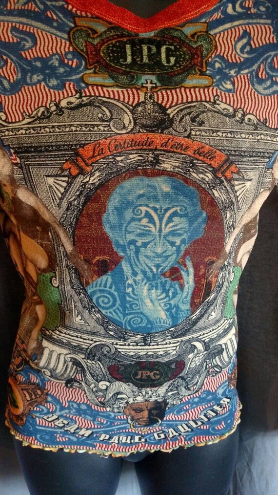 1994 Jean argent Paul Gaultier argent Jean maille Tribal chemise pour hommes / des années 1990 Vintage JPG Tanel porté chemise Made in Italy a0fb69 1994 Jean argent Paul Gaultier argent Jean maille Tribal chemise pour hommes / des années 1990 Vintage JPG Tanel porté chemise Made in Italy a0fb69