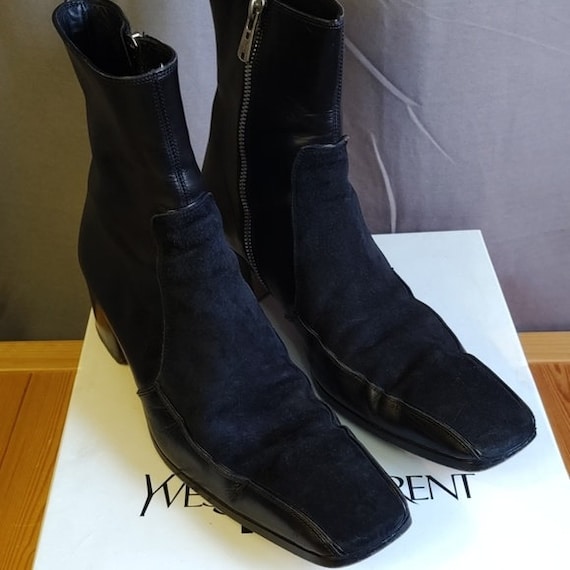 YSL Men's Jonny 65 Mini Goat Boots-Black/Suede EU… - image 1