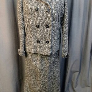 Dan Millstein Wool Tweed Skirt Suit with White Mink Trim Collar image 3