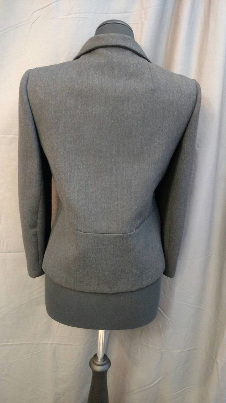 1950s Vintage Wool Ben Zuckerman New York Coat for B. Altman 50s Double Breasted Cropped Peacoat in Gray wool Size 6 Women's image 6