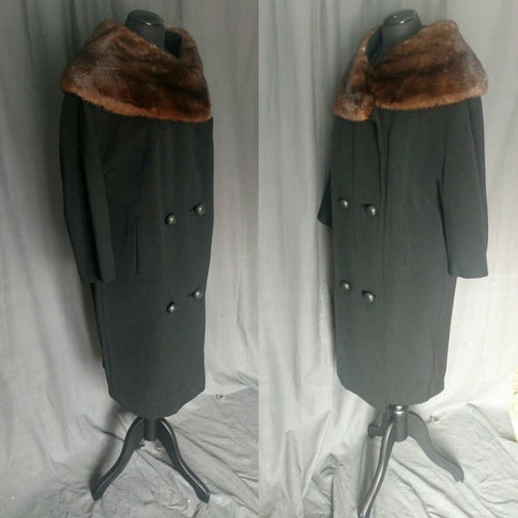 1960s Len Artel Dress Coat - Harris Furs NY Black