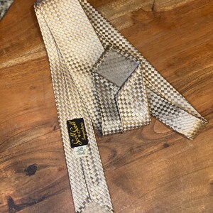 1960s Vintage Silk Tie Gold Jacquard weave by Scott & Scott Loomed in Italy Untipped, 52 inches long Great condition image 7